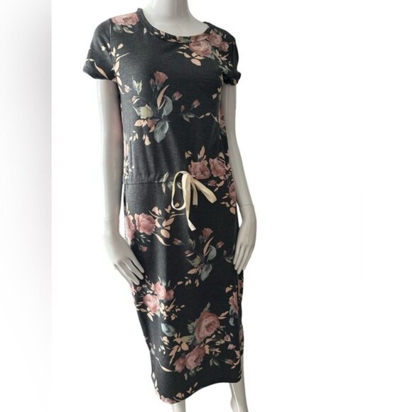 7th Ray Black Floral Midi Dress - Picture 7 of 11
